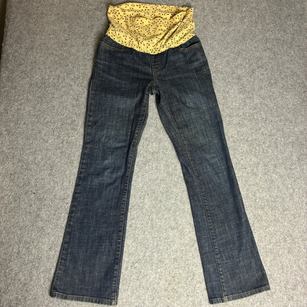 Gap Maternity Bootcut Jeans Size 2 Regular Dark Wash Floral Full Belly Panel